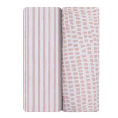 Ely's & Co. Waterproof Changing Pad Cover Cradle Sheet Set In Mauve Stripes & Splash