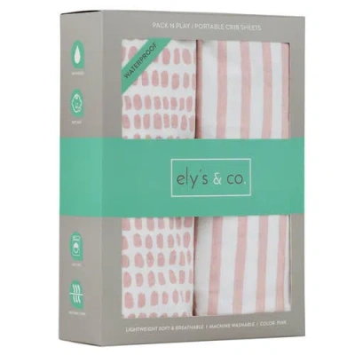 Ely's & Co. Waterproof Changing Pad Cover Cradle Sheet Set In Mauve Stripes & Splash