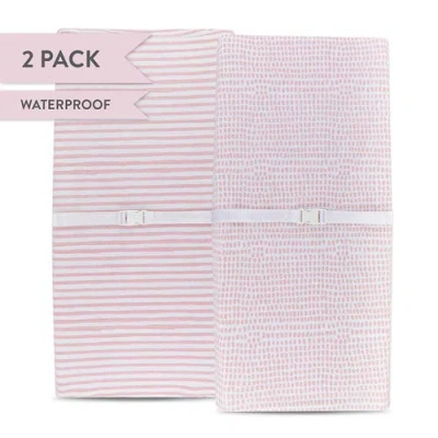 Ely's & Co. Waterproof Changing Pad Cover Cradle Sheet Set In Mauve Stripes & Splash
