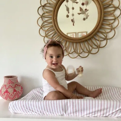 Ely's & Co. Waterproof Changing Pad Cover Cradle Sheet Set In Mauve Stripes & Splash