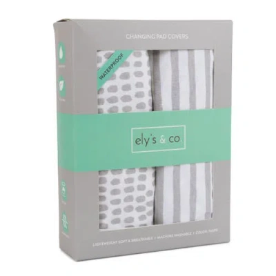 Ely's & Co. Waterproof Changing Pad Cover Cradle Sheet Set In Taupe Stripes & Splash