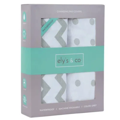 Ely's & Co. Baby Fitted Waterproof Changing Pad Cover Sheets 2 Pack In Grey Chevron & Polka Dot