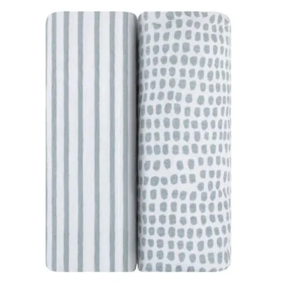Ely's & Co. Waterproof Changing Pad Cover Cradle Sheet Set In Misty Blue Stripes & Splash