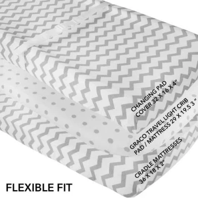 Ely's & Co. Baby Fitted Waterproof Changing Pad Cover Sheets 2 Pack In Grey Chevron & Polka Dot