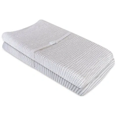 Ely's & Co. Waterproof Changing Pad Cover Cradle Sheet Set In Taupe Stripes & Splash