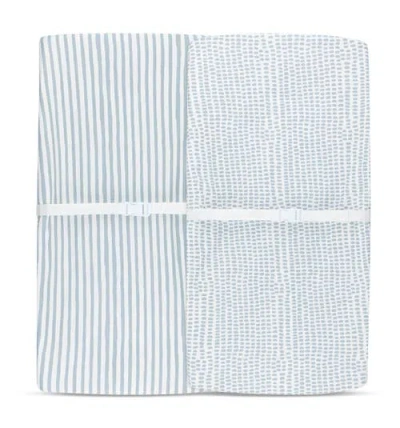 Ely's & Co. Waterproof Changing Pad Cover Cradle Sheet Set In Misty Blue Stripes & Splash