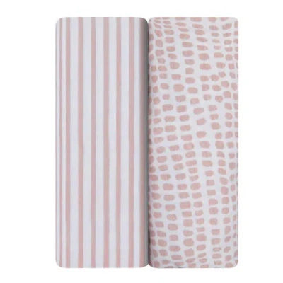 Ely's & Co. Waterproof Bassinet Sheet Set In Mauve Pink Stripes & Splash