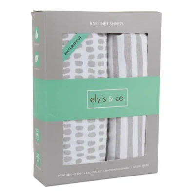 Ely's & Co. Waterproof Bassinet Sheet Set In Taupe Stripes & Splash