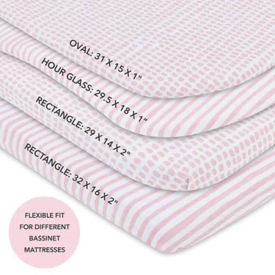 Ely's & Co. Waterproof Bassinet Sheet Set In Mauve Pink Stripes & Splash