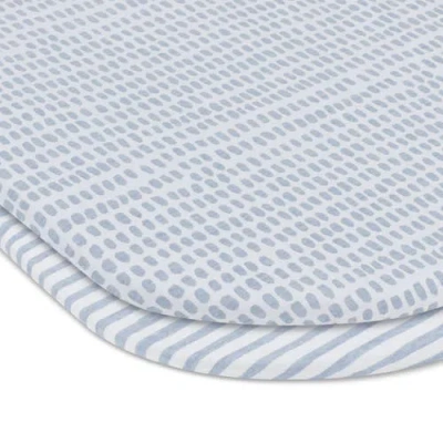 Ely's & Co. Waterproof Bassinet Sheet Set In Misty Blue Stripes & Splash