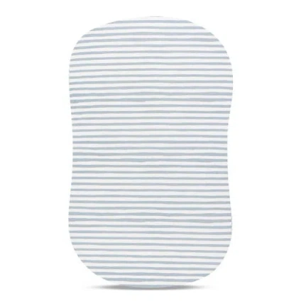 Ely's & Co. Waterproof Bassinet Sheet Set In Misty Blue Stripes & Splash