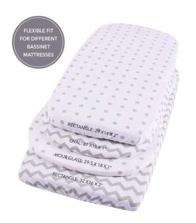 Ely's & Co. Baby Fitted Waterproof Bassinet Sheet 2 Pack In Grey Chevron & Polka Dot