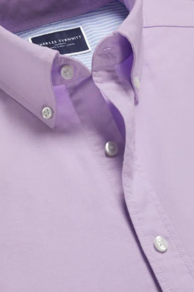 Shop Charles Tyrwhitt Slim Fit Button-down Washed Oxford Shirt In Lilac Purple