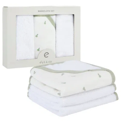 Ely's & Co. Elys And Co. Baby Towel Wash Cloth Pink 3 Pack In Sage Pears