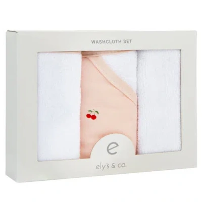 Ely's & Co. Elys And Co. Baby Towel Wash Cloth Pink 3 Pack In Pink Cherries