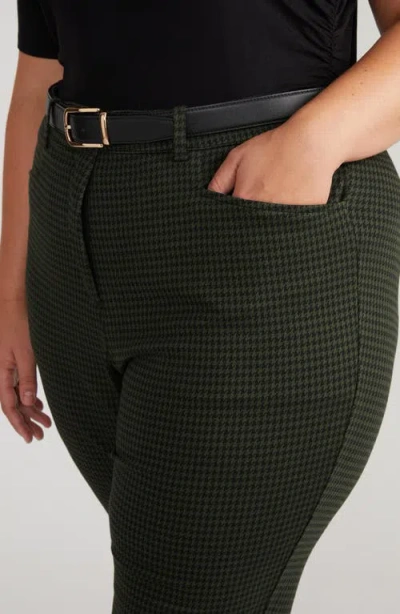 Universal Standard High Waist Stretch Ponte Cigarette Pants In Dark Green Houndstooth
