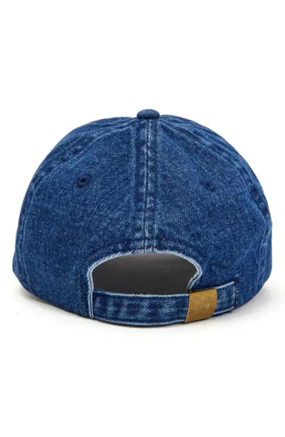Clare V . Ciao Denim Baseball Cap In Navy W Embroid Cream Ciao