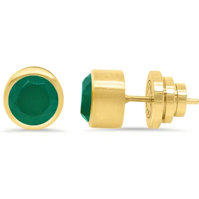 Dean Davidson Signature Midi Knockout Stud Earrings In Green Onyx/gold