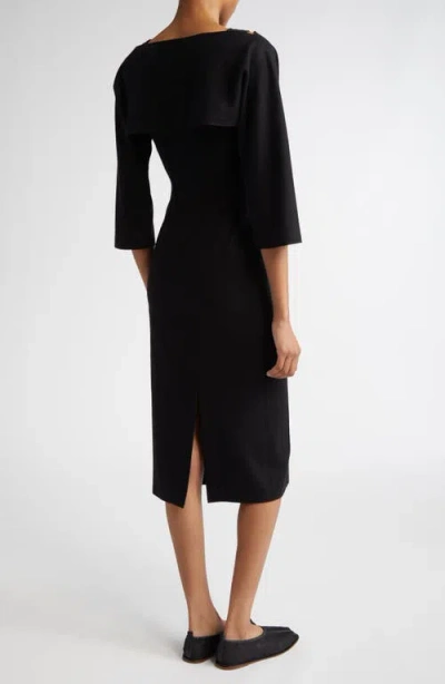 Setchu Travel Cashmere & Cotton Midi Dress & Shrug Set In Black