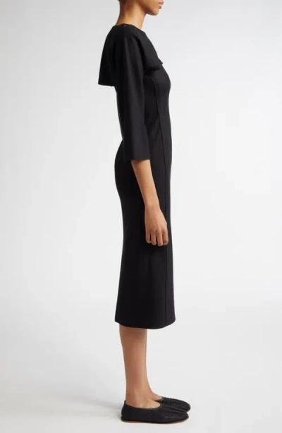 Setchu Travel Cashmere & Cotton Midi Dress & Shrug Set In Black