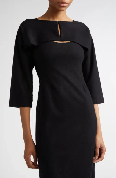 Setchu Travel Cashmere & Cotton Midi Dress & Shrug Set In Black