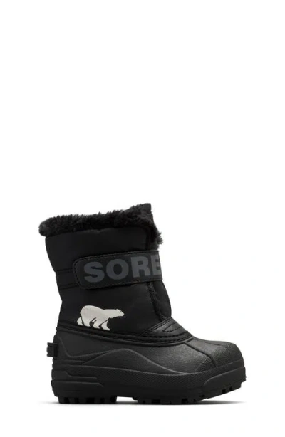Sorel Kids' Snow Commander Insulated Waterproof Boot In Black/charcoal