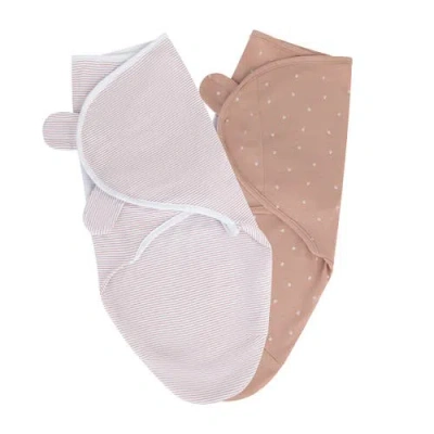 Ely's & Co. Adjustable Swaddle Blanket 2 Pack In Mauve Tulips & Stripes
