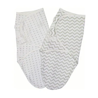Ely's & Co. Adjustable Swaddle Blanket 2 Pack In Grey Chevron & Polka Dot