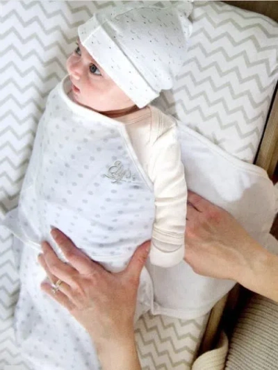 Ely's & Co. Adjustable Swaddle Blanket 2 Pack In Grey Chevron & Polka Dot