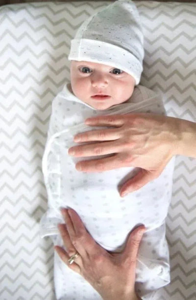Ely's & Co. Adjustable Swaddle Blanket 2 Pack In Grey Chevron & Polka Dot