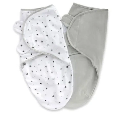 Ely's & Co. Adjustable Swaddle Blanket 2 Pack In Grey Stars