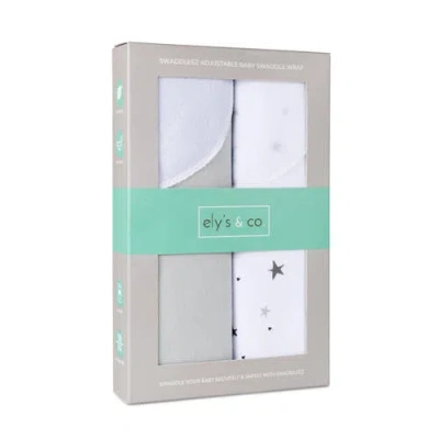Ely's & Co. Adjustable Swaddle Blanket 2 Pack In Grey Stars