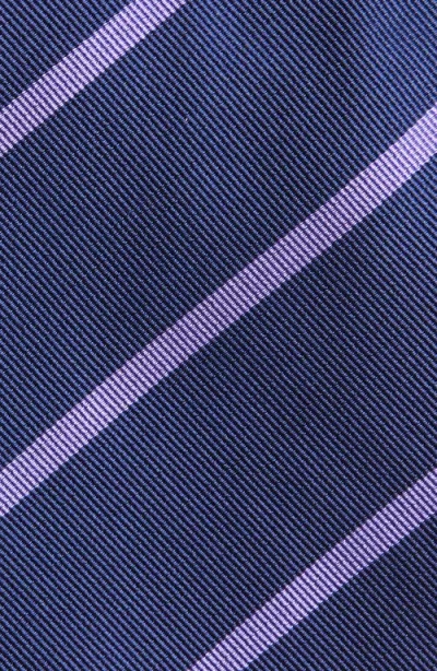 Ralph Lauren Purple Label Super Repp Stripe Silk Tie In Navy/lavender