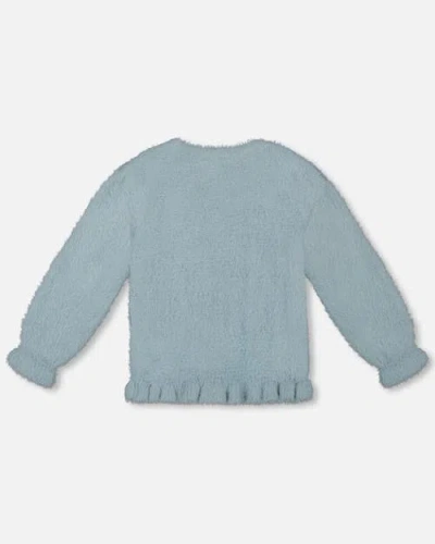 Deux Par Deux Girls' Unicorn Hairy Knit Sweater - Little Kid In Aqua Sea