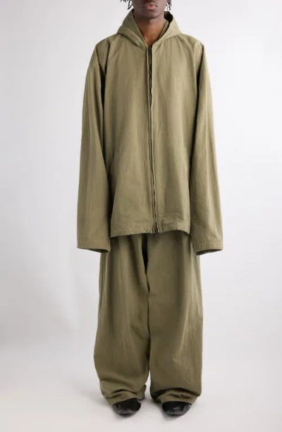 Balenciaga Oversize Cotton Hooded Jacket In 3420 Linden