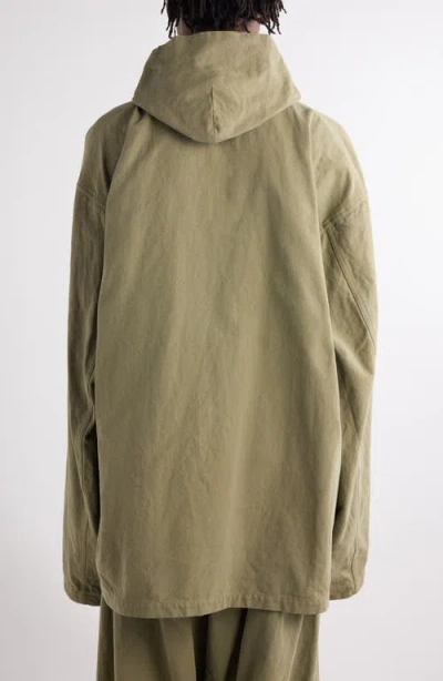 Balenciaga Oversize Cotton Hooded Jacket In 3420 Linden