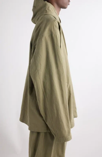 Balenciaga Oversize Cotton Hooded Jacket In 3420 Linden