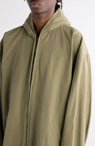 Balenciaga Oversize Cotton Hooded Jacket In 3420 Linden