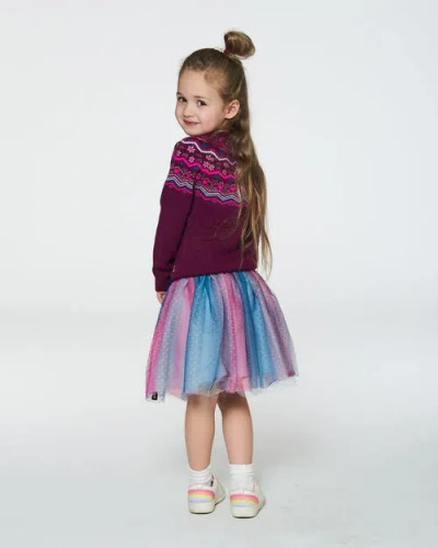 Deux Par Deux Girls' Vertical Striped Tulle Skirt - Big Kid In Multicolor Print Stripe
