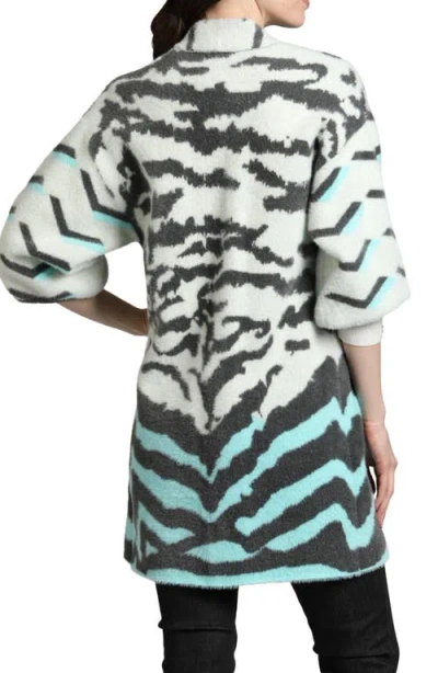 Apny Ombré Zebra Stripe Cardigan In Natural Multi