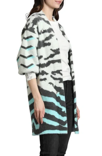 Apny Ombré Zebra Stripe Cardigan In Natural Multi