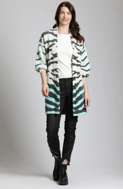 Apny Ombré Zebra Stripe Cardigan In Natural Multi