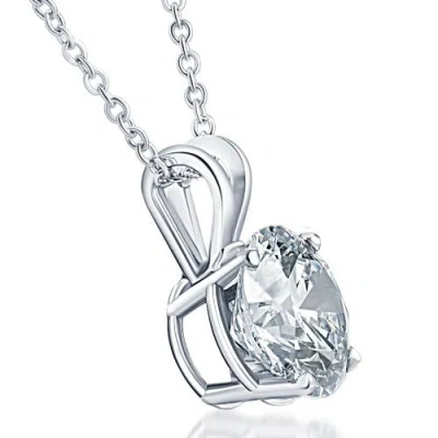 Bliss Diamond Certified 2ct Solitaire Round Diamond Necklace 14k White Gold Lab Grown Pendant In 14k White Gold