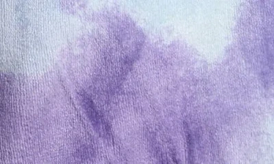 Nordstrom Kids' Print Fleece Hooded Robe In Purple Aster Dreamy Clouds