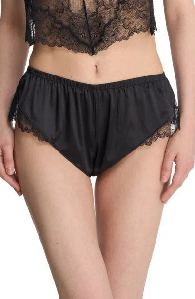 Shop Natori Chantilly Lace Trim Tap Shorts In Black