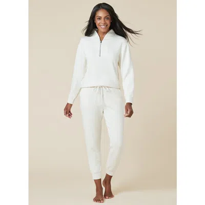 Softies Athleisure Dreamtech 1/4 Zip Jogger Set In Almond