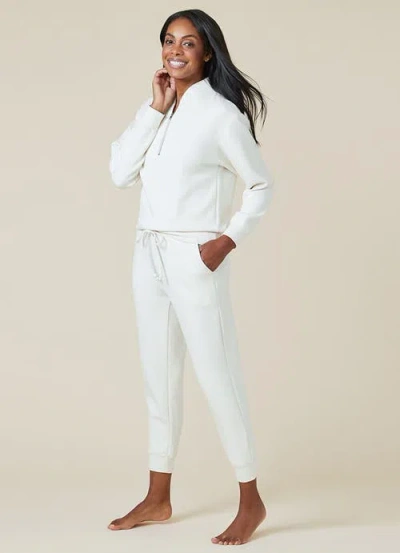 Softies Athleisure Dreamtech 1/4 Zip Jogger Set In Almond