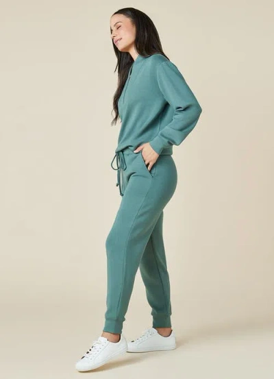 Shop Softies Athleisure Dreamtech 1/4 Zip Jogger Set In Dusty Green