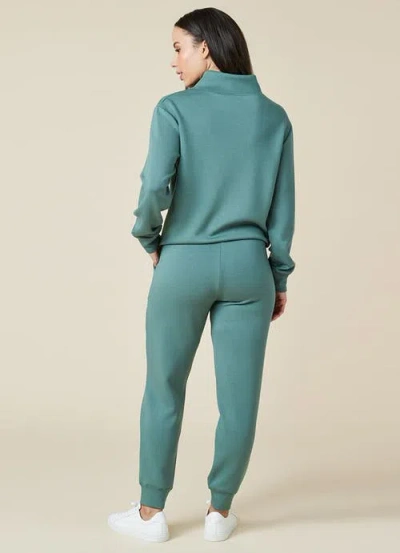 Softies Athleisure Dreamtech 1/4 Zip Jogger Set In Dusty Green