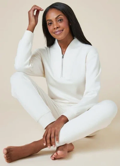 Softies Athleisure Dreamtech 1/4 Zip Jogger Set In Almond